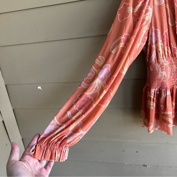 DR2 Floral Long Sleeve Crop Top - Size M - Y2K Spring Colorful Boho Hippie - Picture 2 of 5